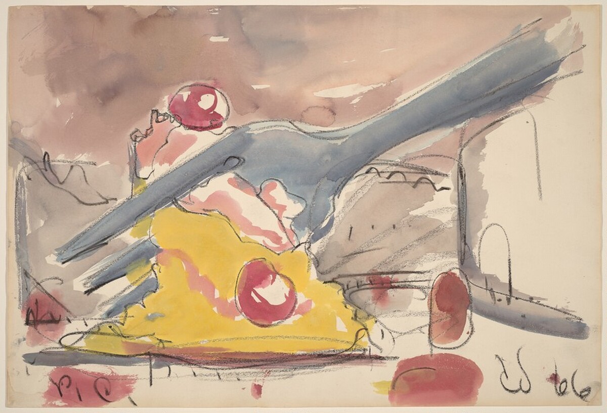 Fork Cutting Cake No. 1: Proposed Colossal Monument for Piccadilly Circus, London by Claes Oldenburg