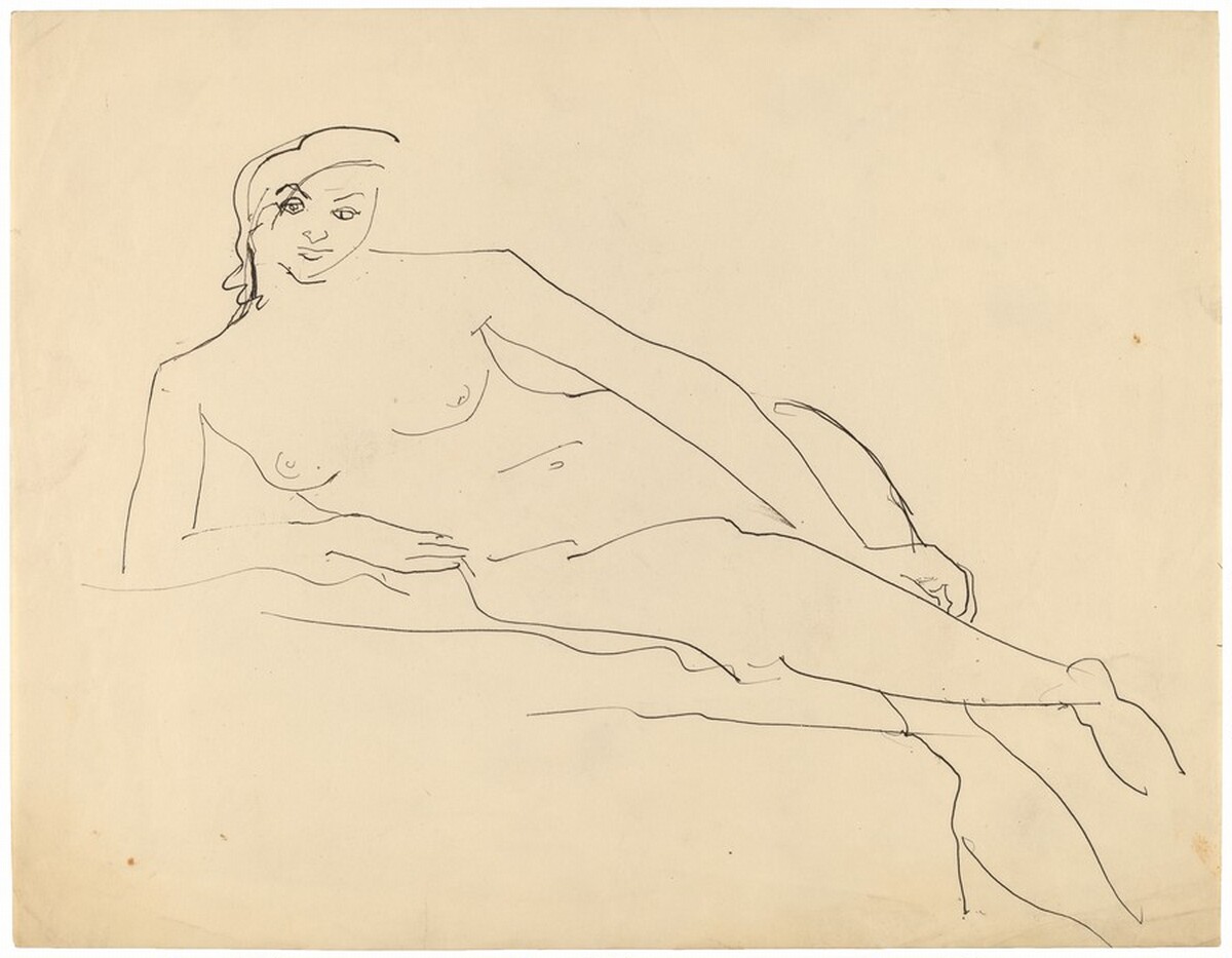 Reclining Female Nude Resting on Right Elbow, Legs Crossed by Mark Rothko