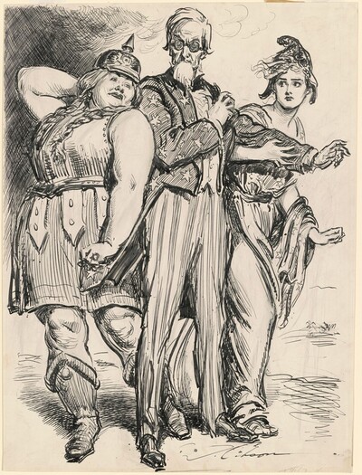 Uncle Sam Shielding France from Germania