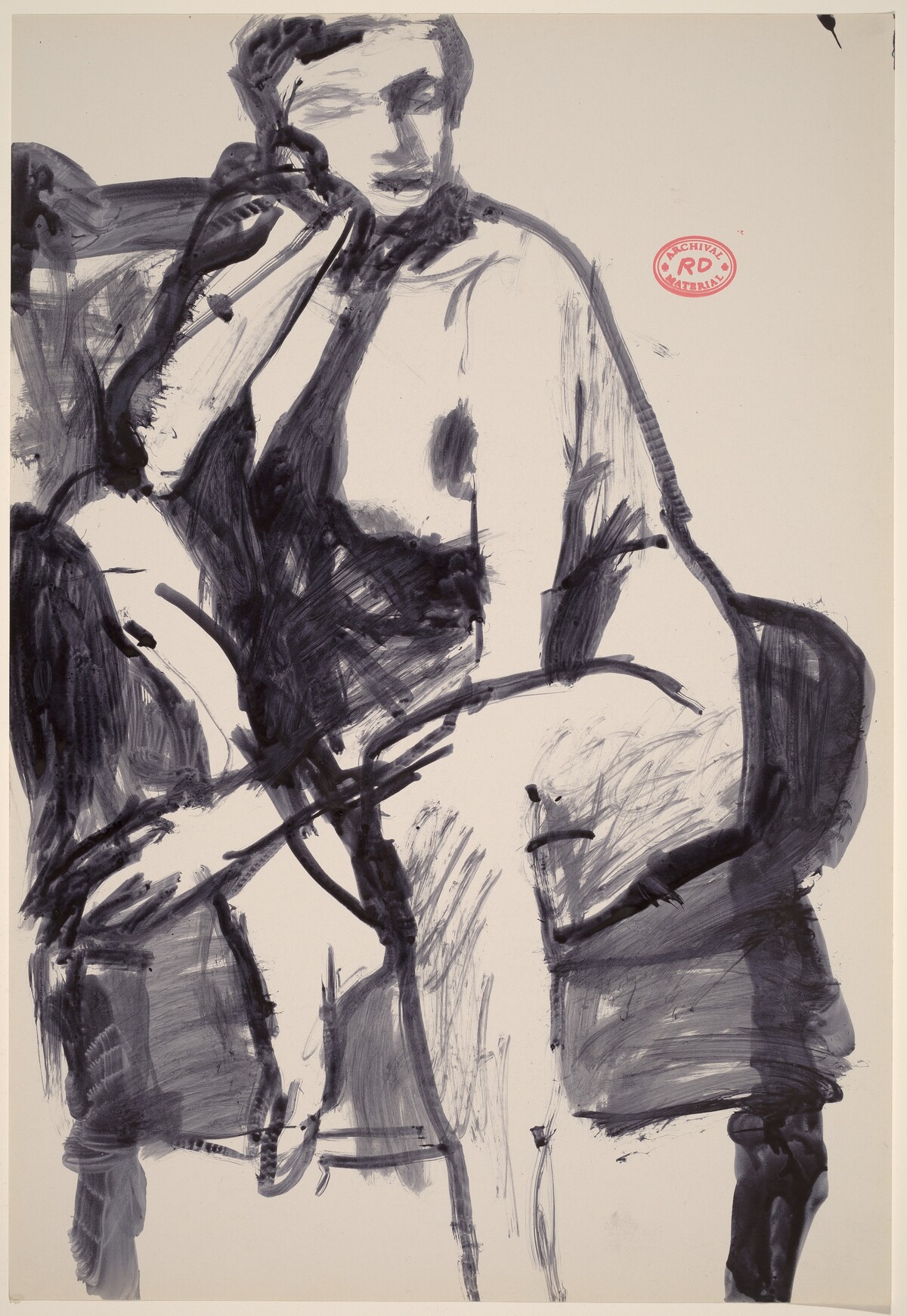 Untitled [seated nude turned and resting against the arm of her chair] by Richard Diebenkorn