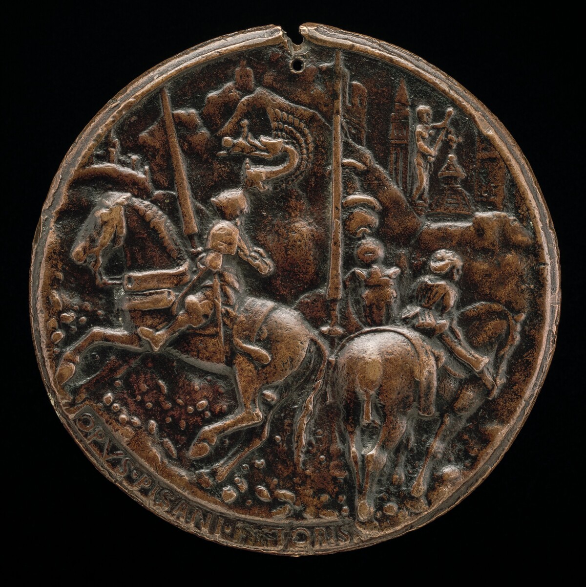 Filippo Maria Visconti Riding in a Mountainous Landscape [reverse] by Pisanello