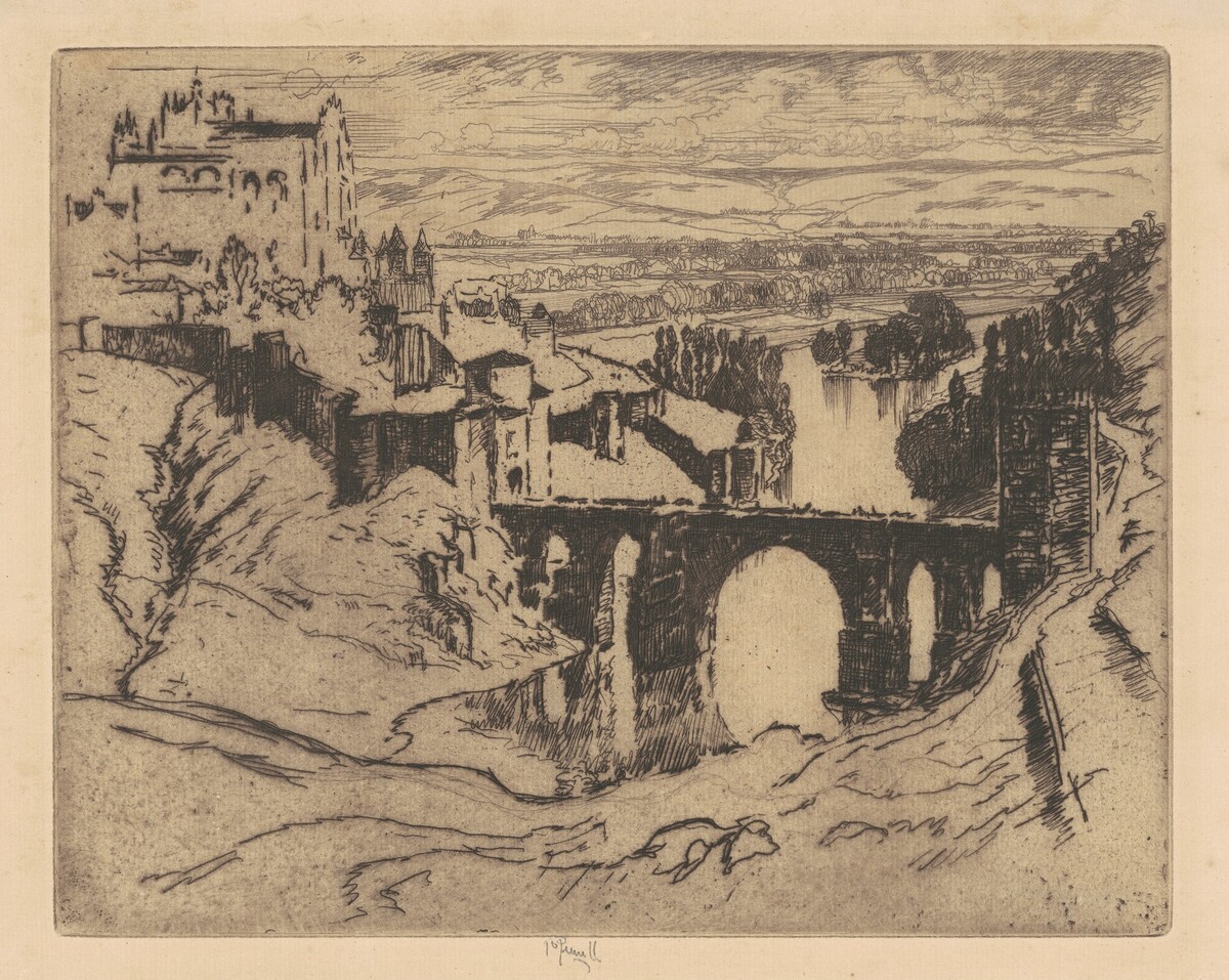 St. Martin's Bridge, Toledo by Joseph Pennell
