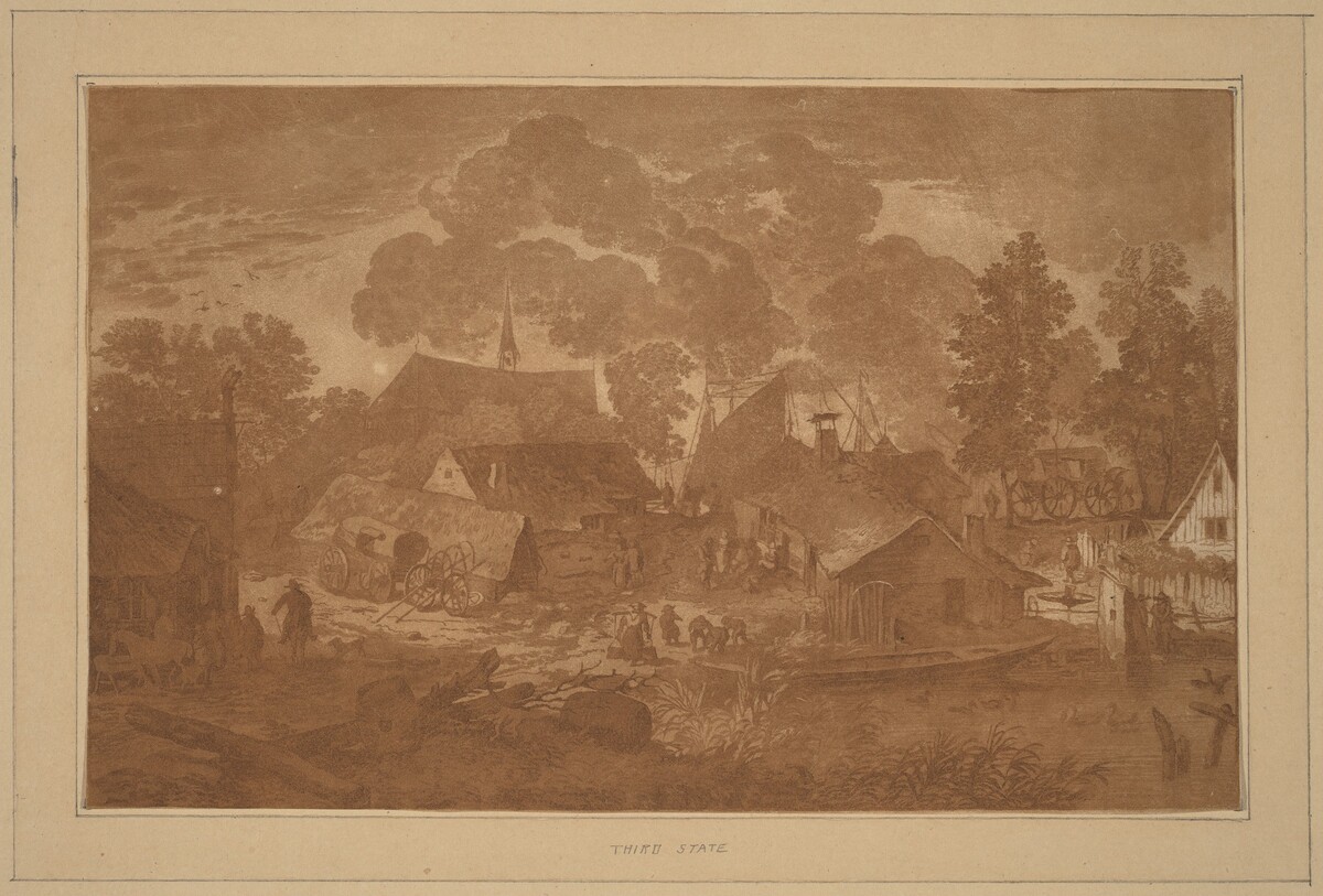 Village with Pond by Cornelis Ploos van Amstel (editor) and Cornelis Brouwer (printmaker), after Allart van Everdingen