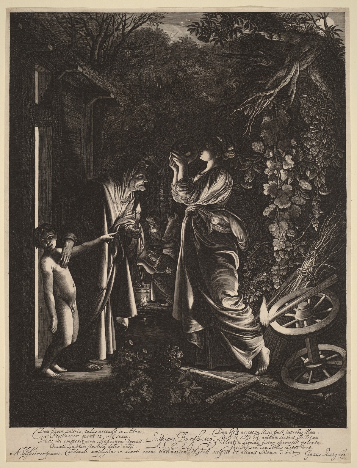 The Mocking of Ceres by Hendrik Goudt after Adam Elsheimer