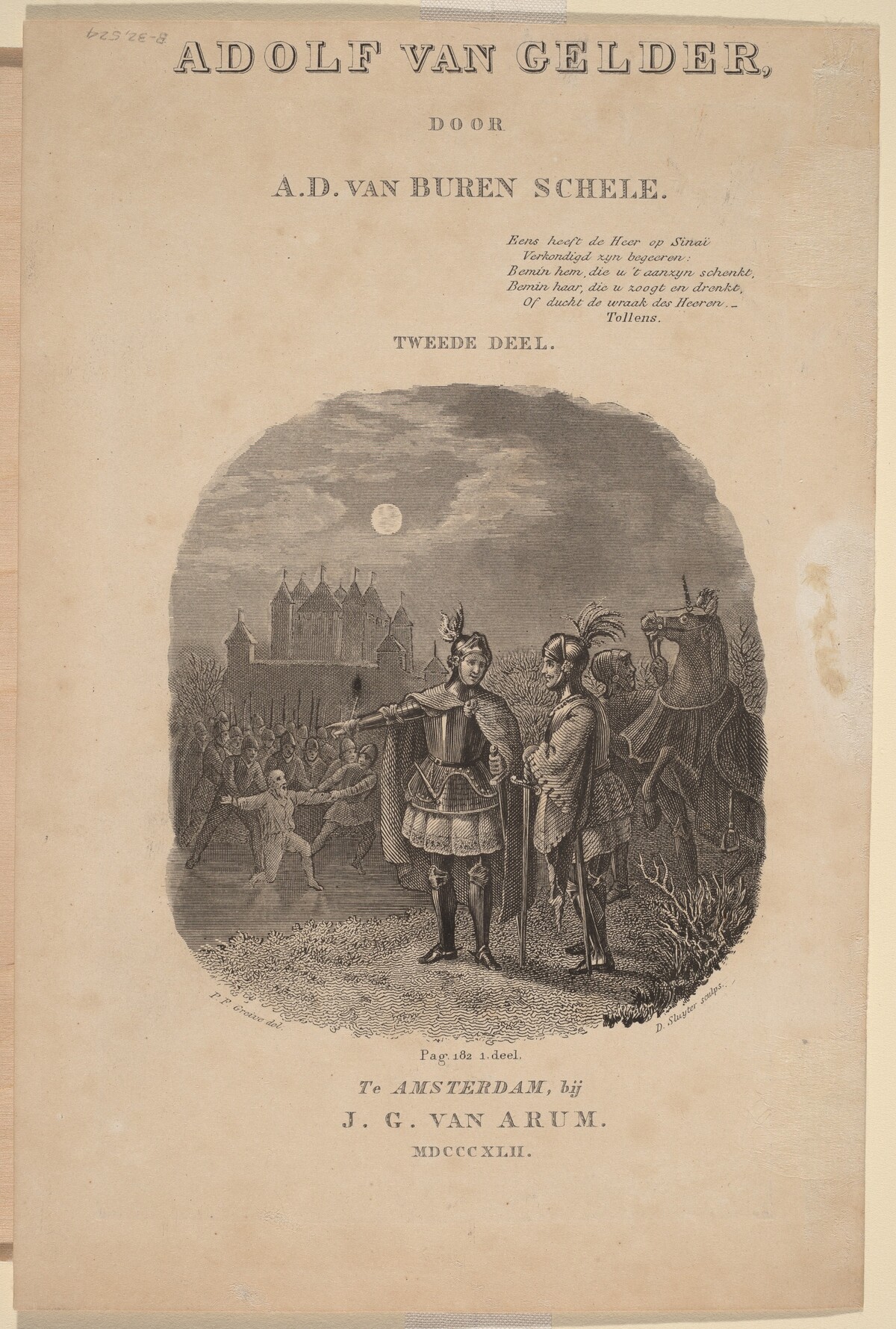 Title Page for A.D. van Buren Schele's  "Adolf van Gelder", Amsterdam, 1842 by Dirk Jurriaan Sluyter