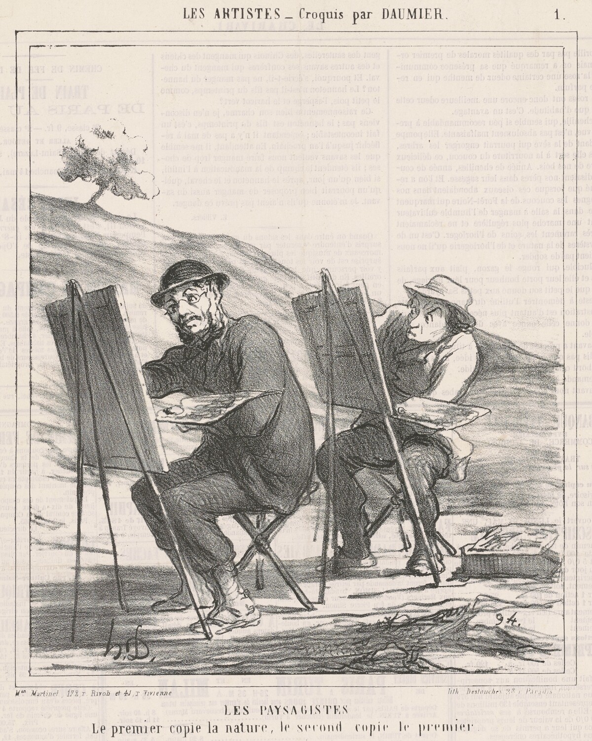 Les paysagistes. Le premier copie la nature by Honoré Daumier