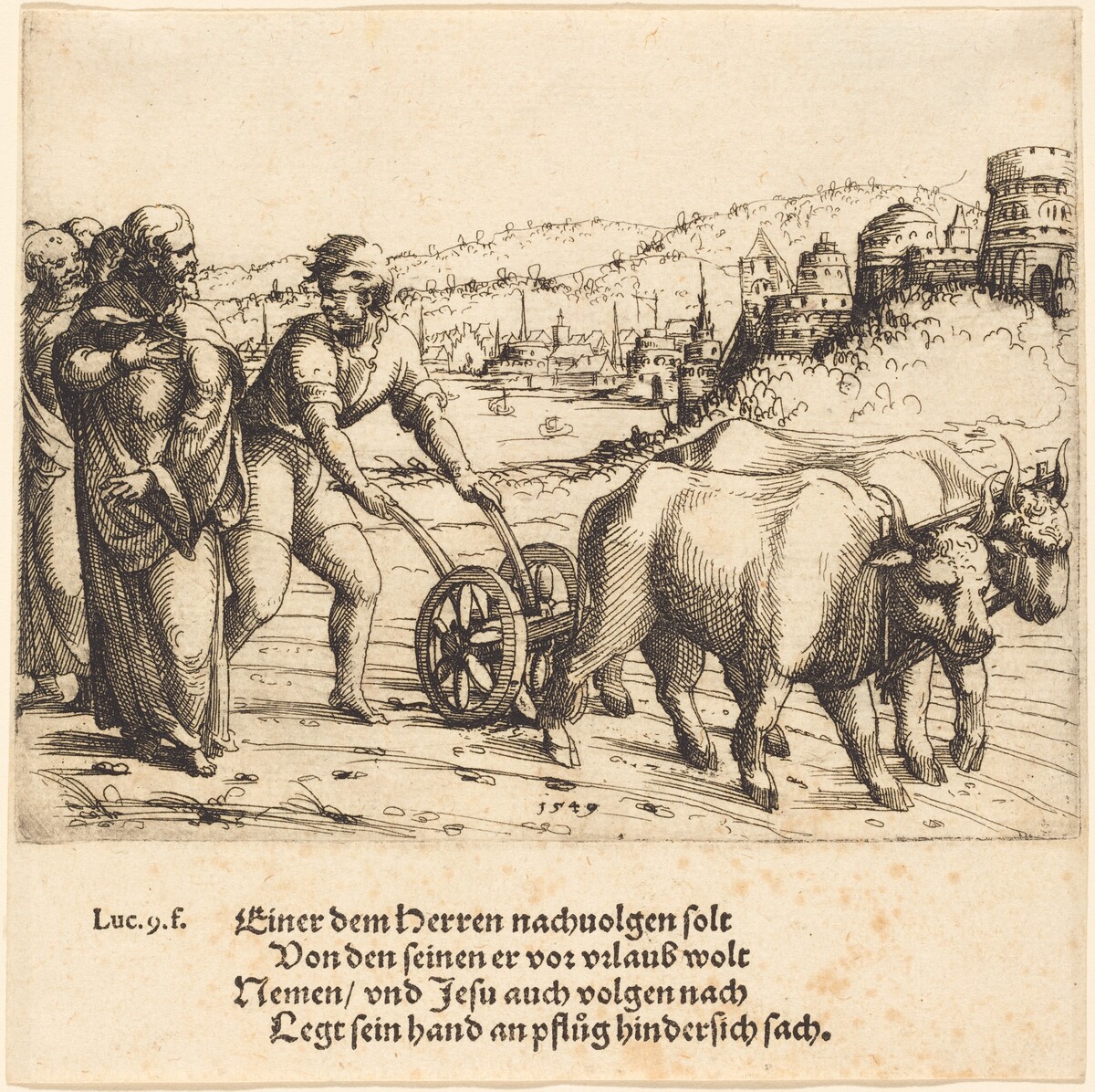No One Who Puts His Hand on the Plow and Looks Back ia a Follower of Christ by Augustin Hirschvogel