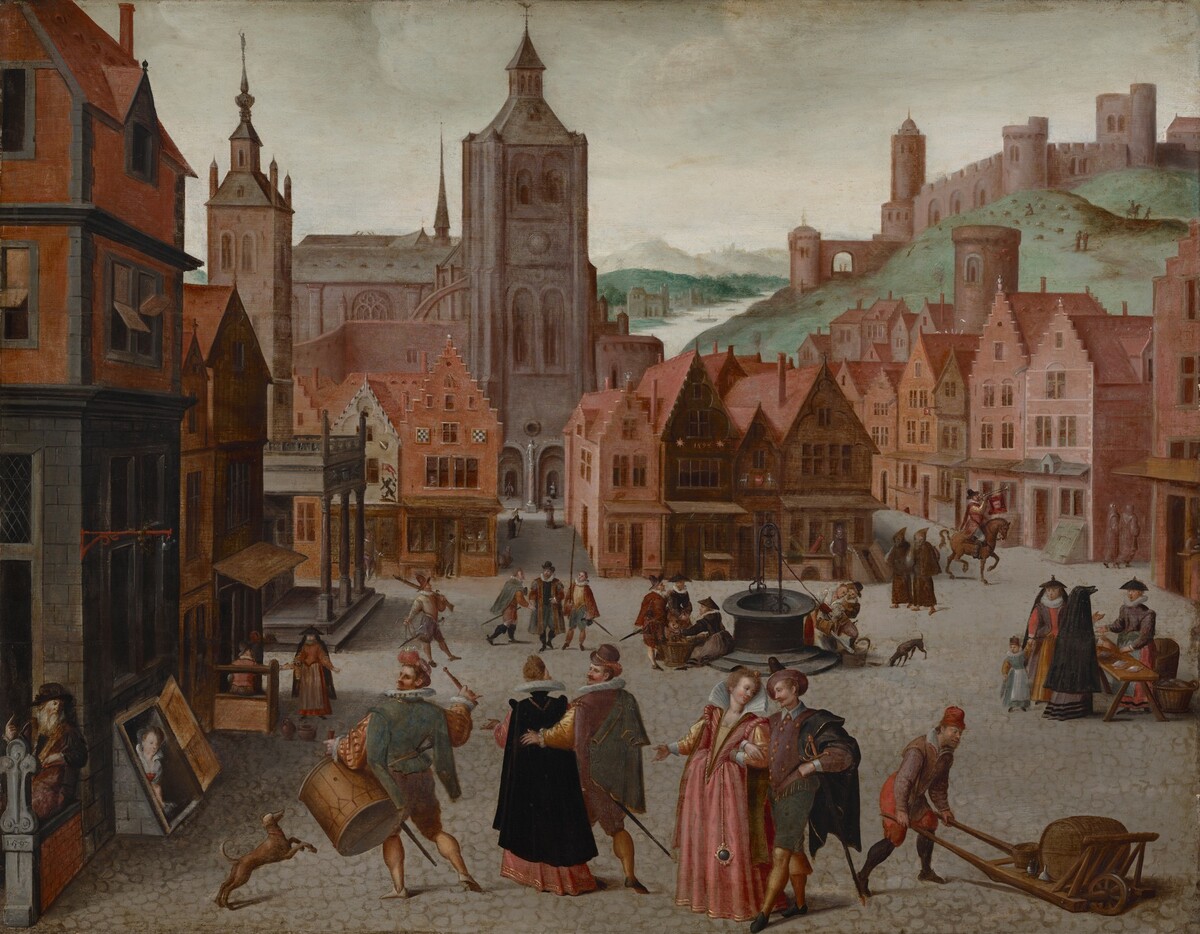 The Marketplace in Bergen op Zoom by Attributed to Abel Grimmer