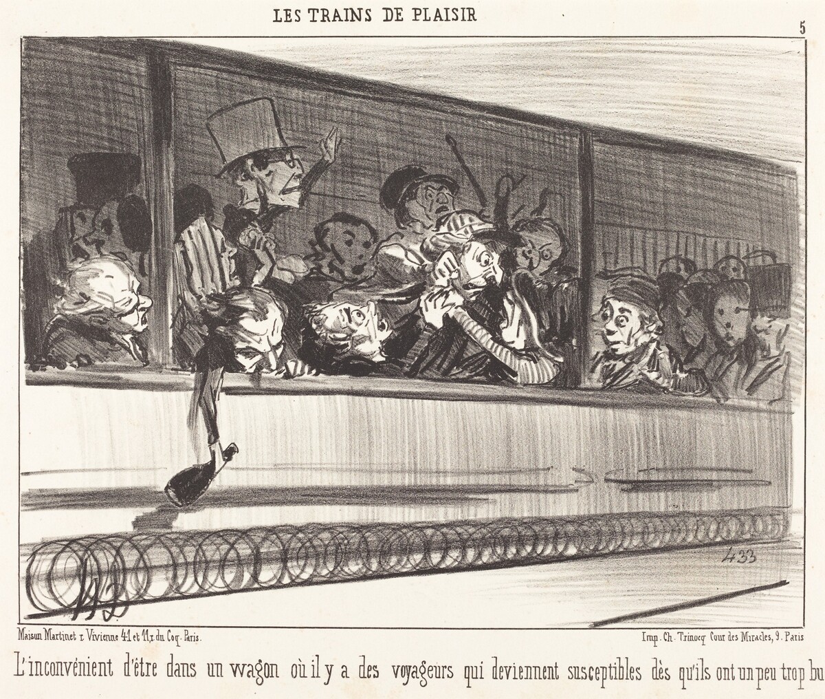L'Inconvénient d'être dans un wagon... by Honoré Daumier