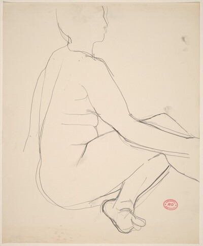 Untitled [seated female nude with left leg tucked under]