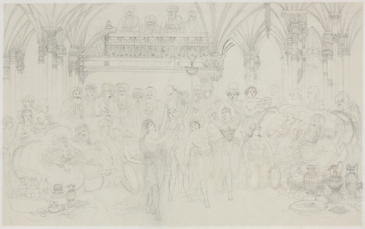 Interior: Dancing Girls Entertaining Chieftains by Rodolphe Bresdin
