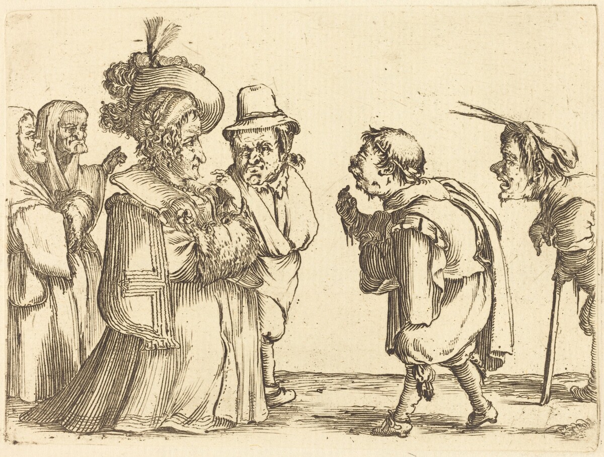 A Lady Greeted by a Dwarf by Stefano Della Bella