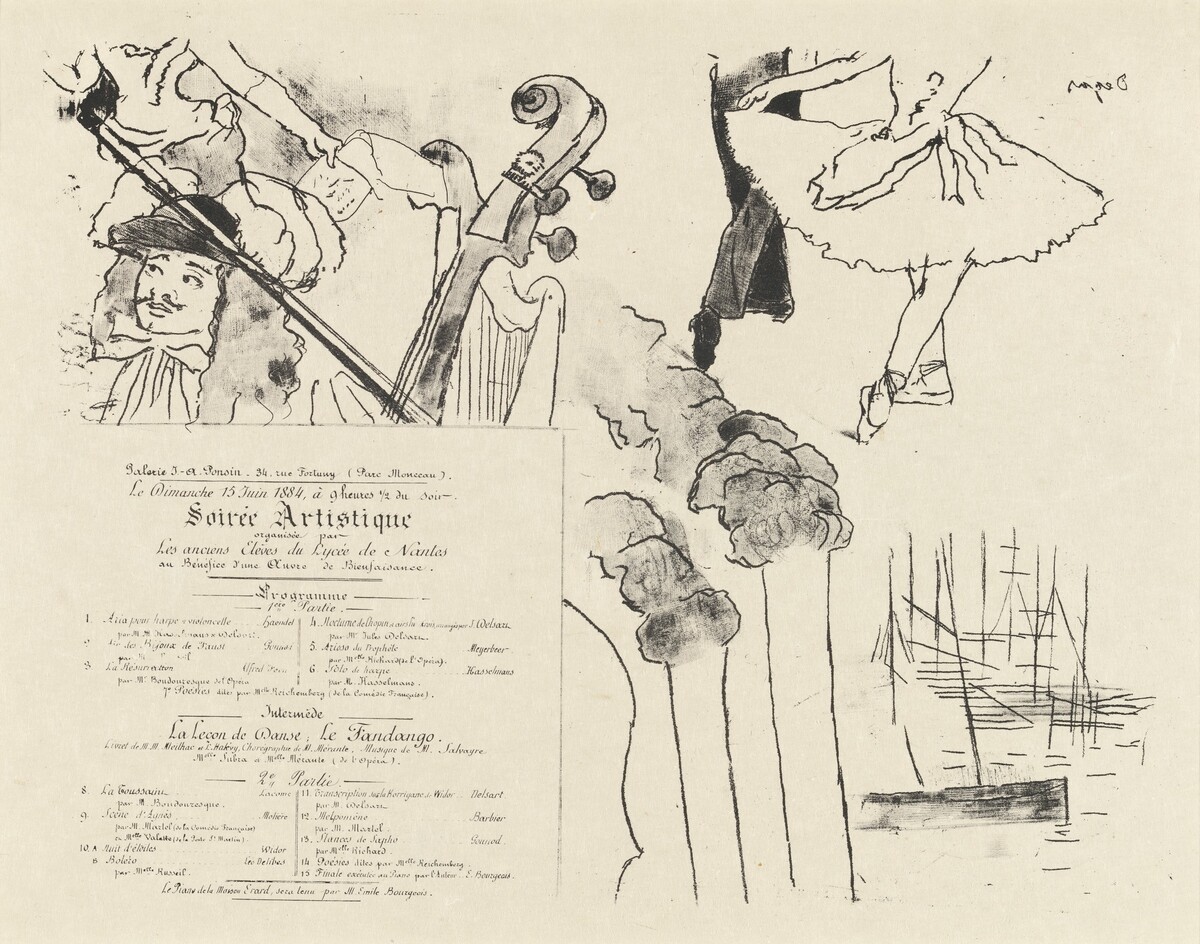 Program for the Soiree Artistique (Programme de la Soirée des anciens élèves du Lycée de Nantes) by Edgar Degas
