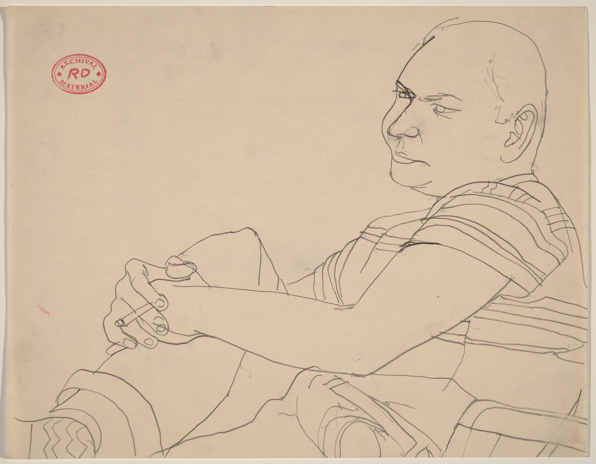 Untitled [man in striped shirt holding a cigarette] by Richard Diebenkorn
