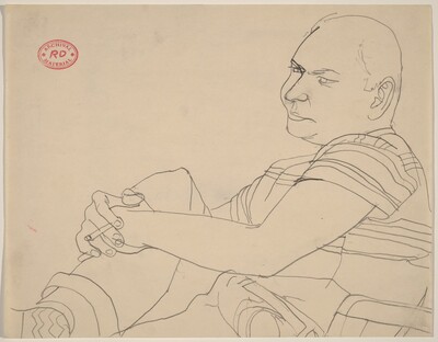 Untitled [man in striped shirt holding a cigarette]
