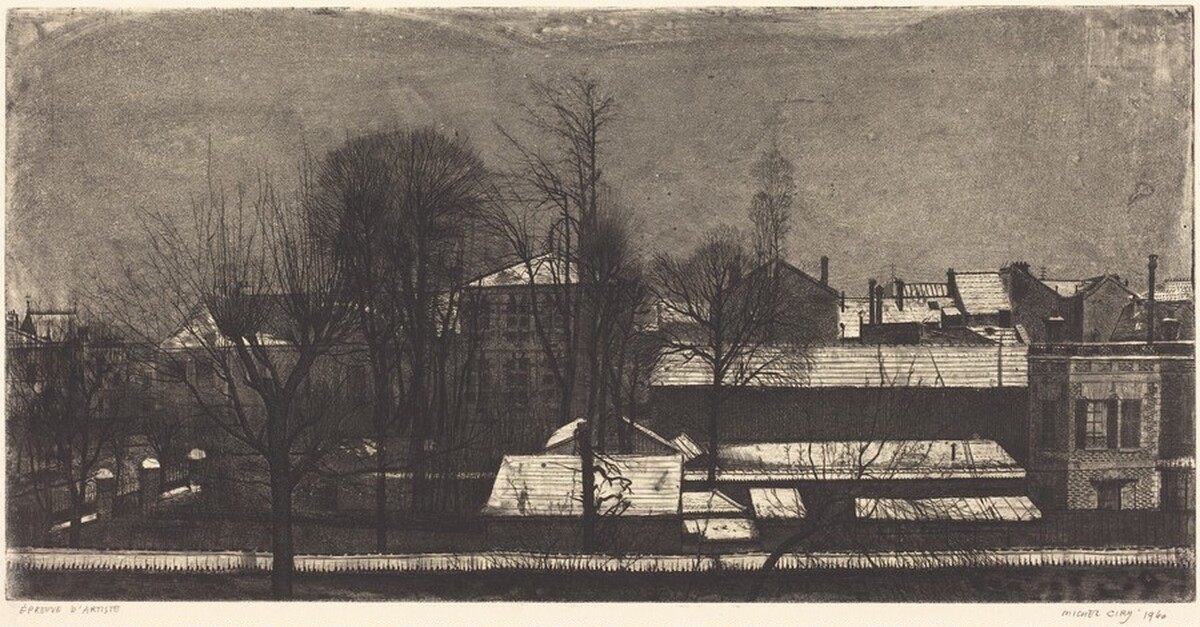 Les grands toits sous la neige by Michel Ciry
