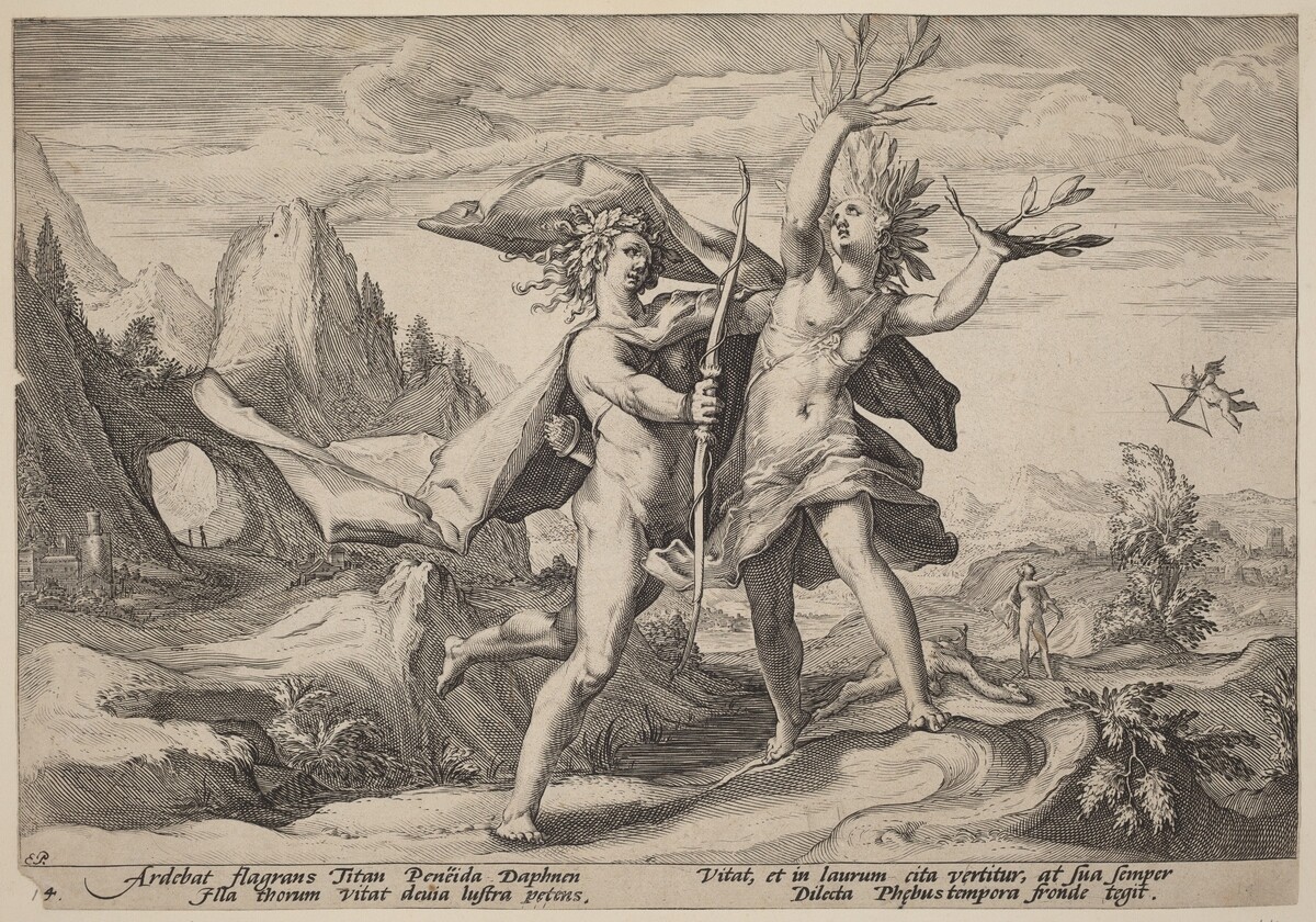 Daphne Changed into a Laurel Tree by Workshop of Hendrick Goltzius, after Hendrick Goltzius