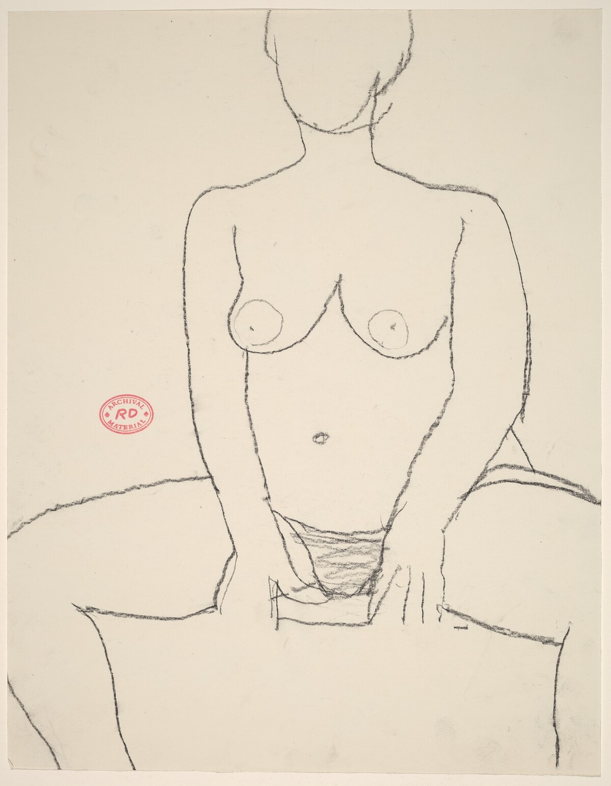 Untitled [seated nude with hands resting between her thighs] by Richard Diebenkorn