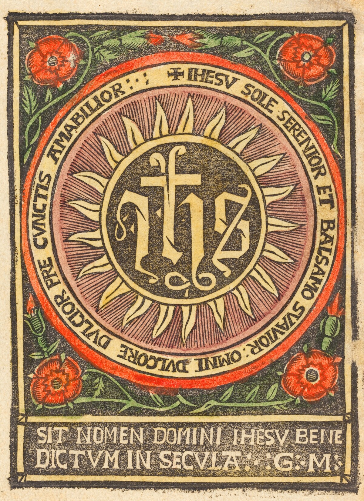 Monogram JHS in a Flaming Circle by German 15th Century