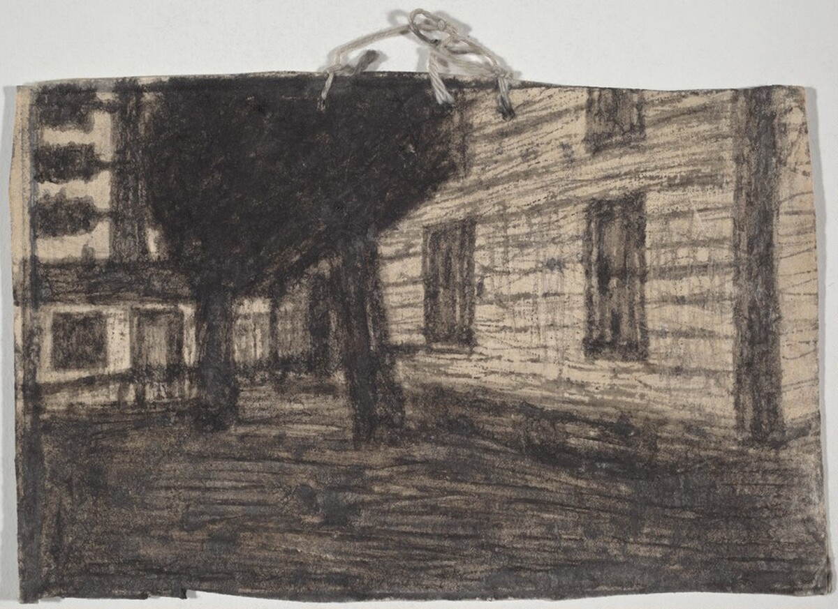 Untitled (Tree and Farm Building) by James Castle