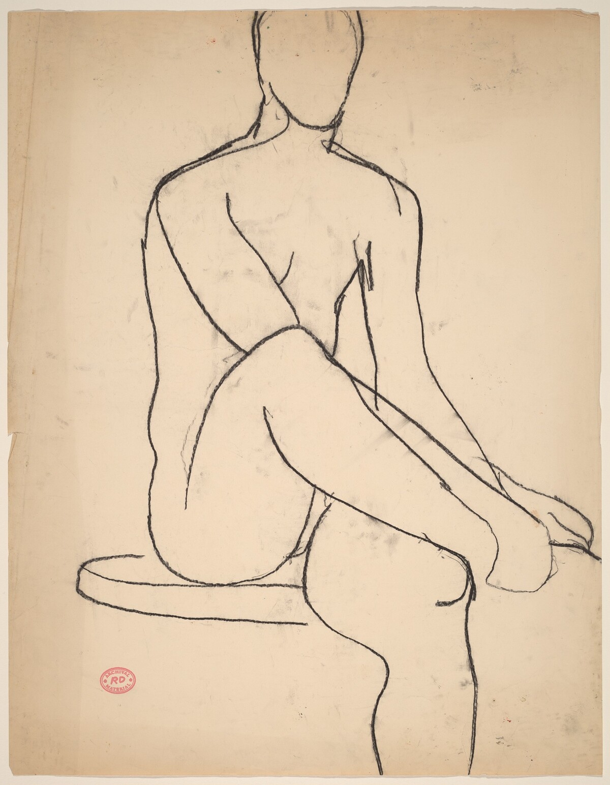 Untitled [seated nude with her hands on her right foot] by Richard Diebenkorn