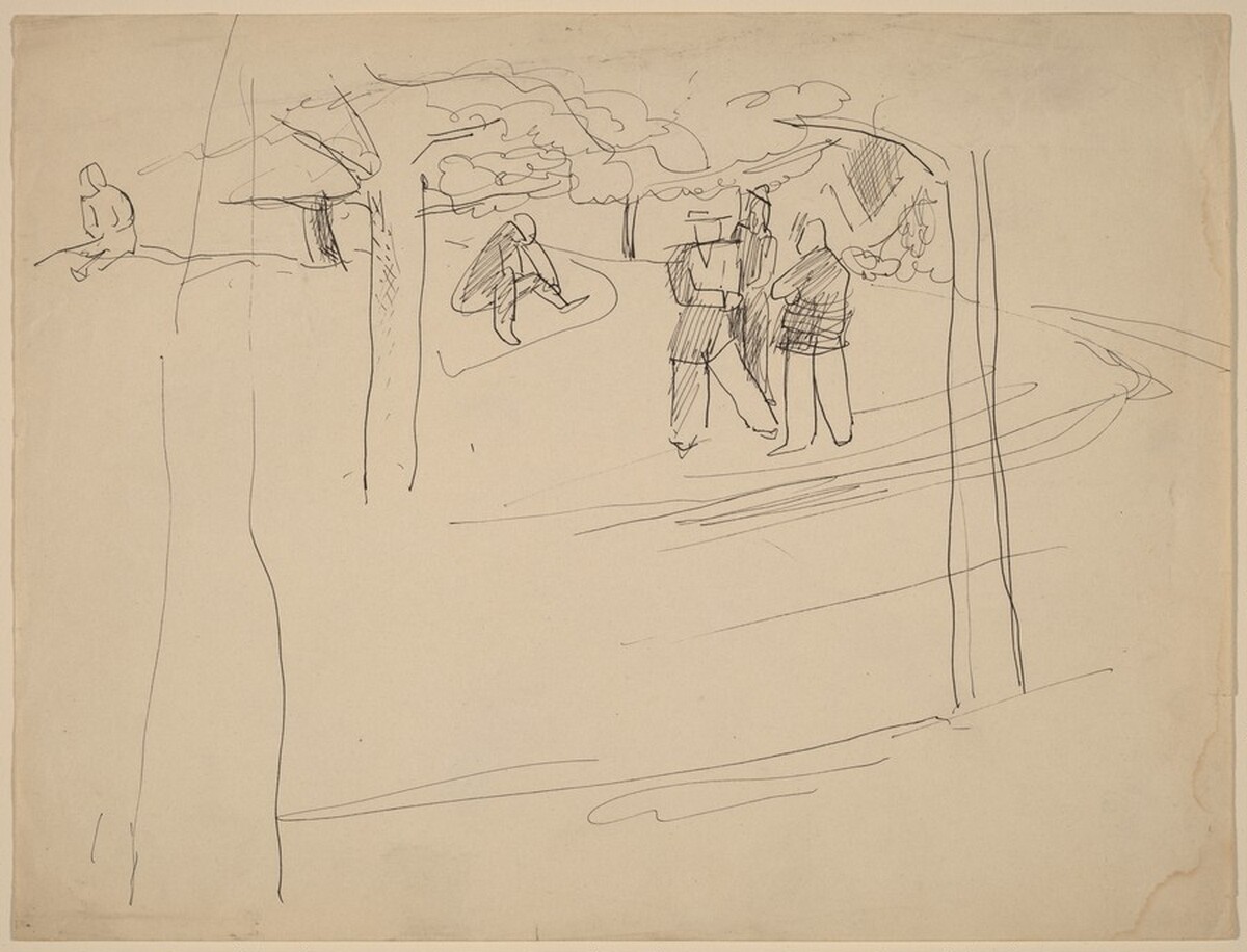 Five Figures in a Park, Three Conversing by Mark Rothko