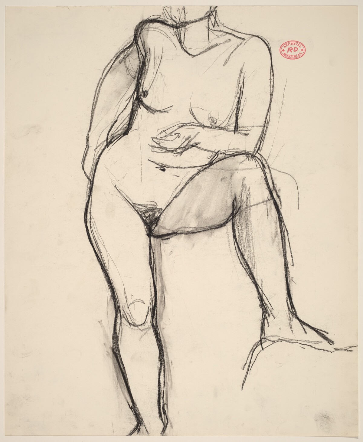 Untitled [standing female nude resting on bent left leg] by Richard Diebenkorn