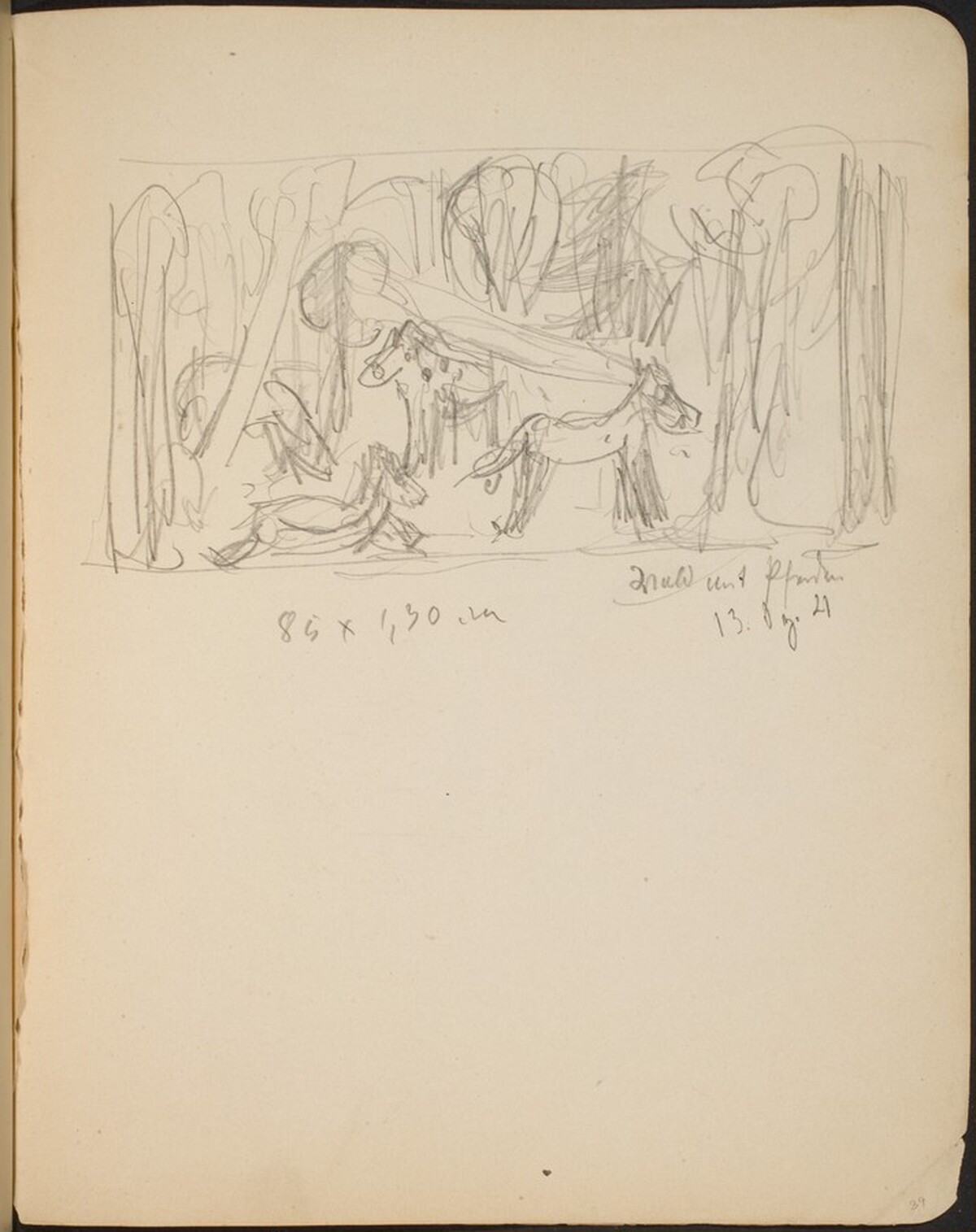 Wald mit Pferden, Bezeichnung (Horses in Forest, Inscription) [p. 39] by Max Beckmann