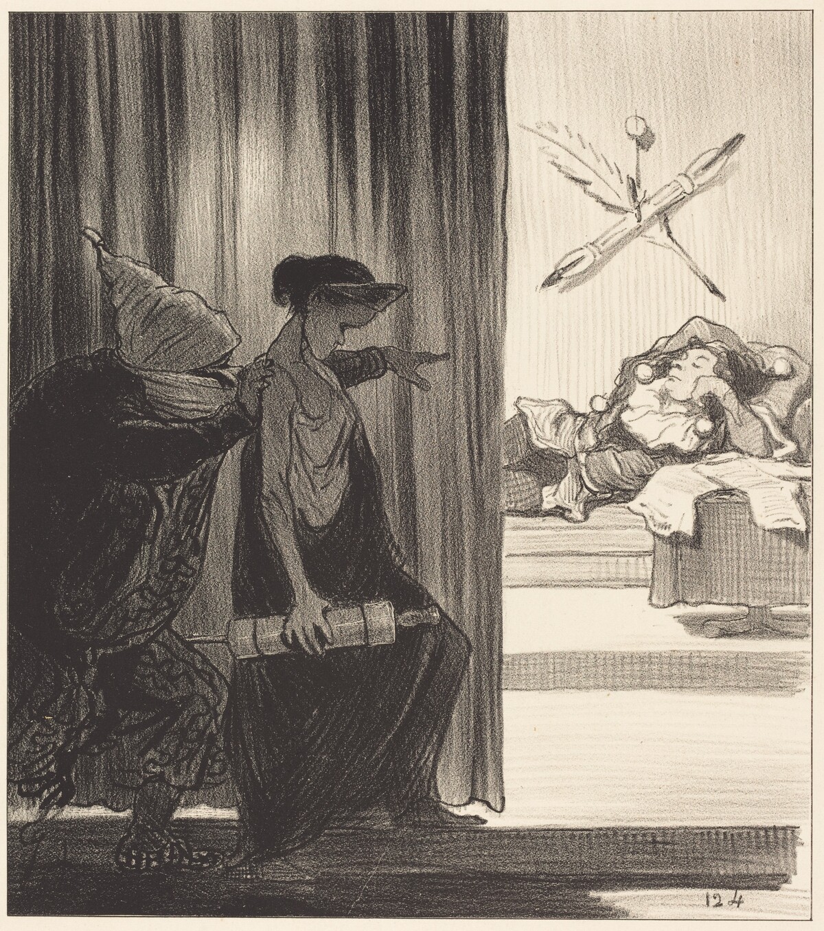 Clytemnestre poussée par mimi Véron... by Honoré Daumier