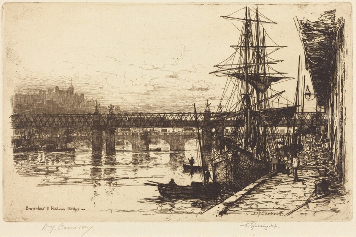Broomielaw and Railway Bridges by David Young Cameron