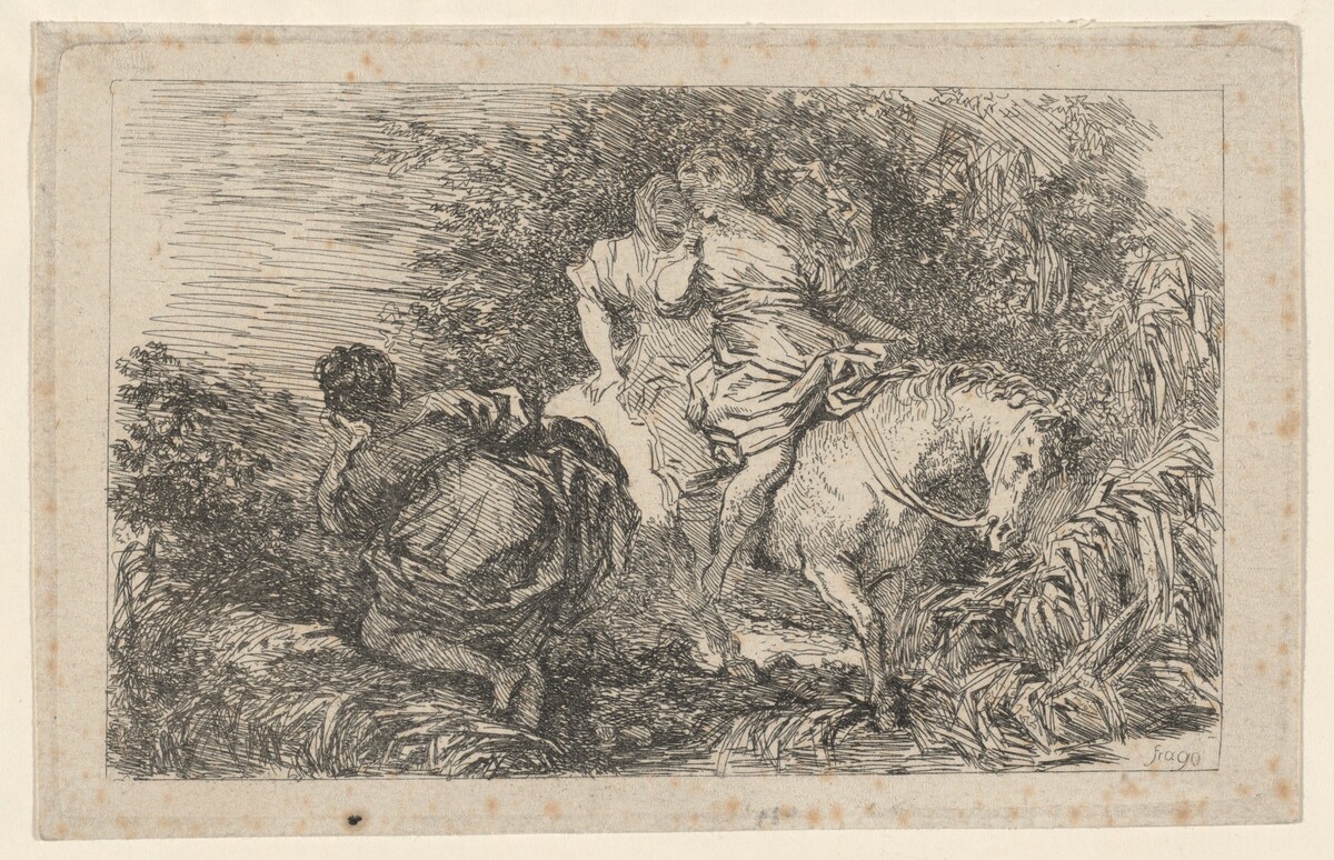 The Flight of Cloelia by Jean-Honoré Fragonard, after Livio Mehus