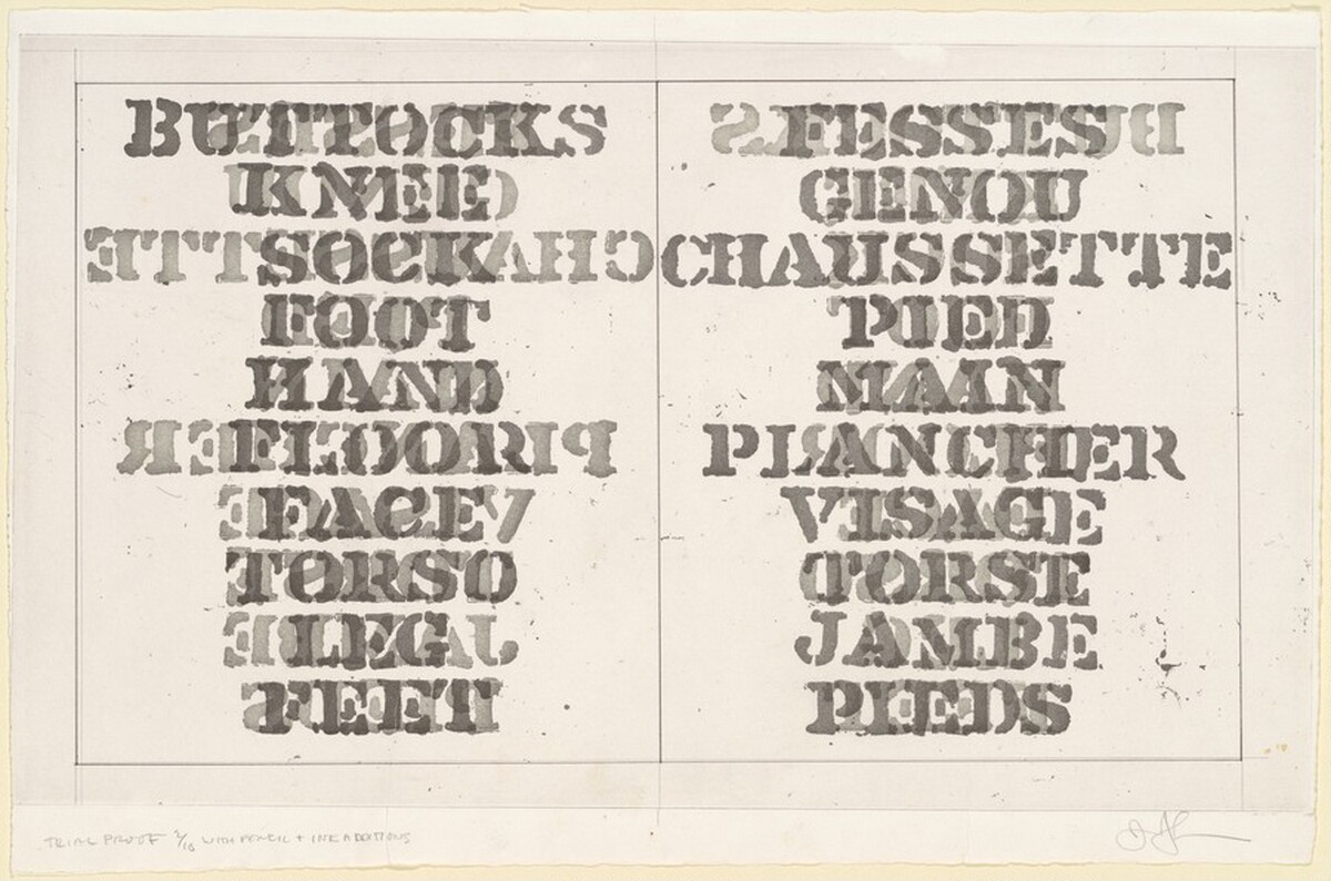 Words [trial proof 2] by Jasper Johns