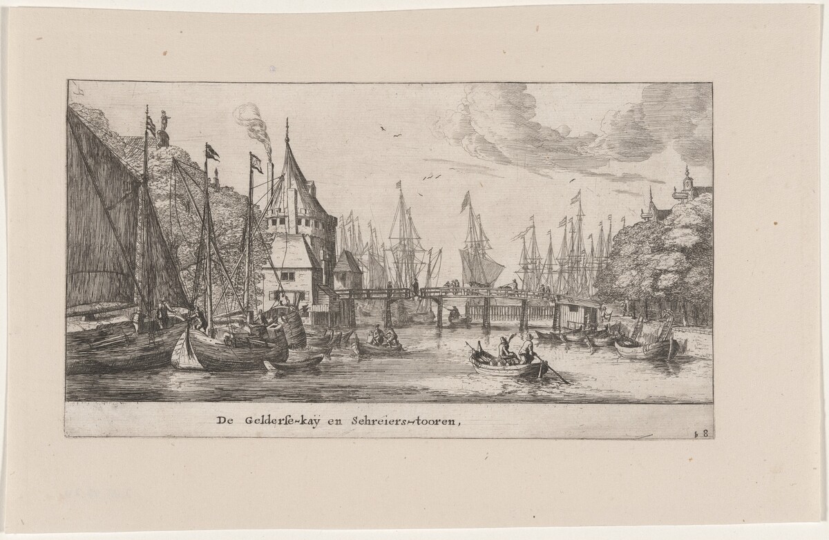 The Gelderse Quay and the Schreiers Tower, Amsterdam by Reinier Nooms, called Zeeman