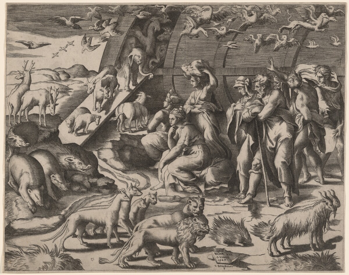 Noah Leaving the Ark by Giulio Bonasone, after Raphael