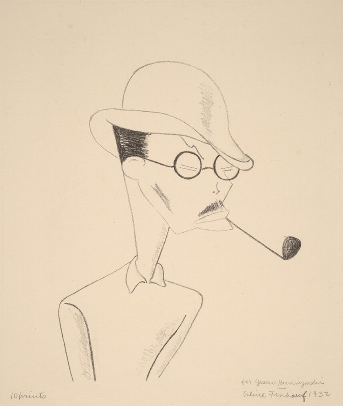 Portrait of Yasuo Kuniyoshi With Pipe by Aline Fruhauf