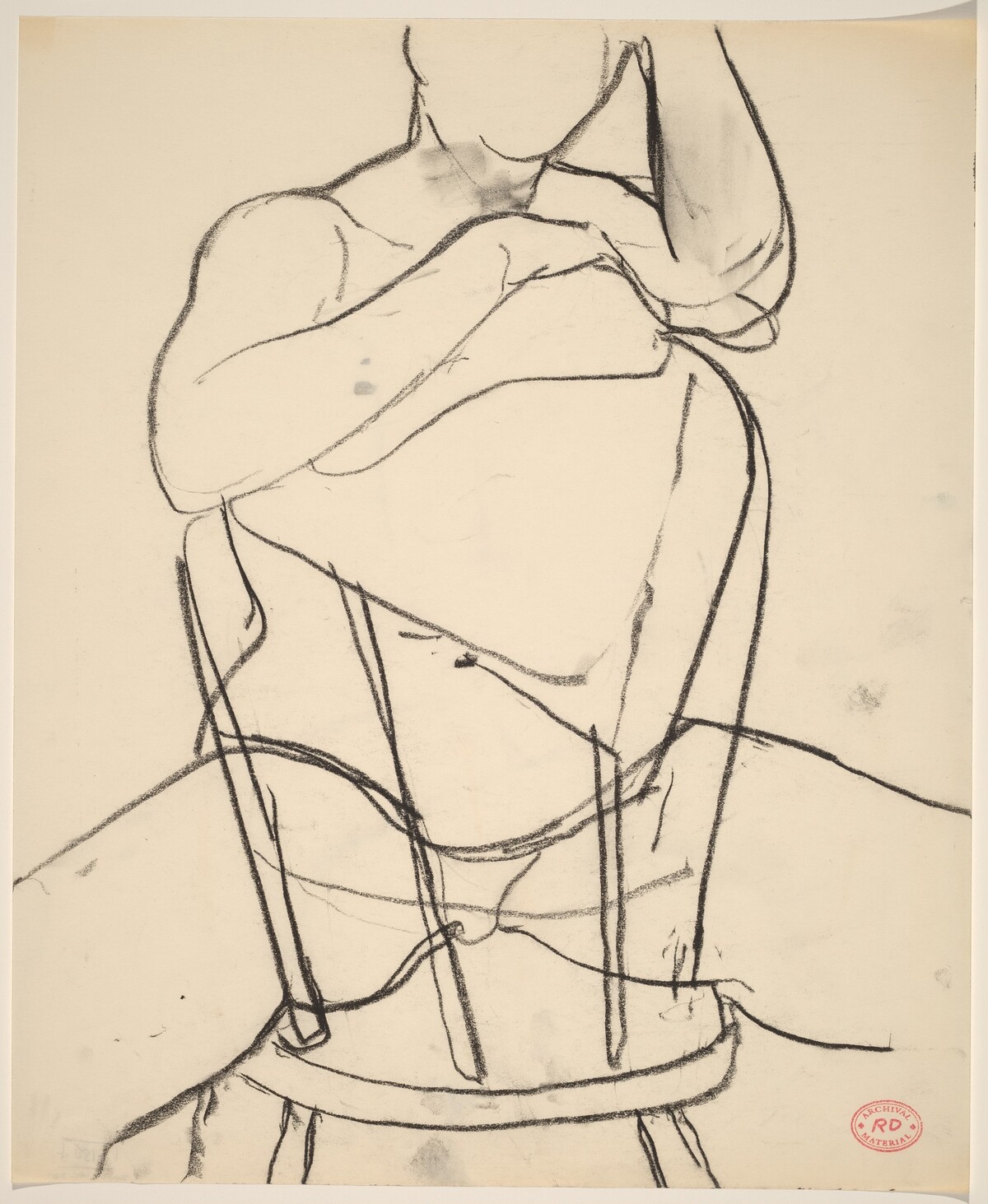 Untitled [seated nude with arms resting on chair back] by Richard Diebenkorn