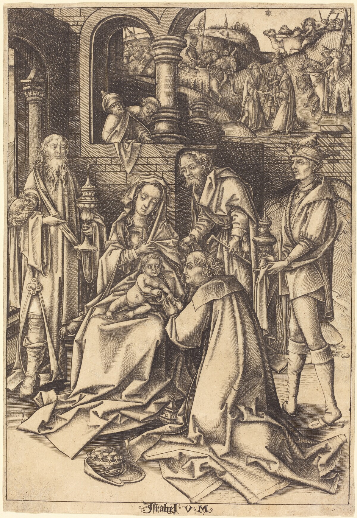 The Adoration of the Magi by Israhel van Meckenem after Hans Holbein the Elder
