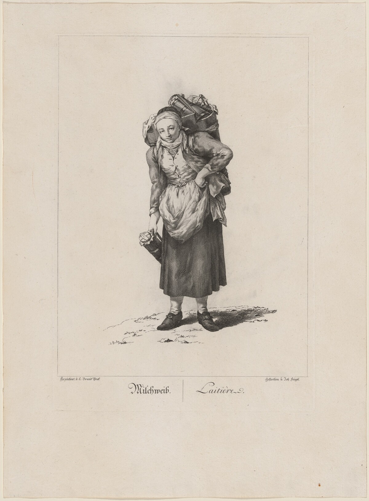 Milchweib (Milk Seller) by Johann Feigel, after Johann Christian Brand