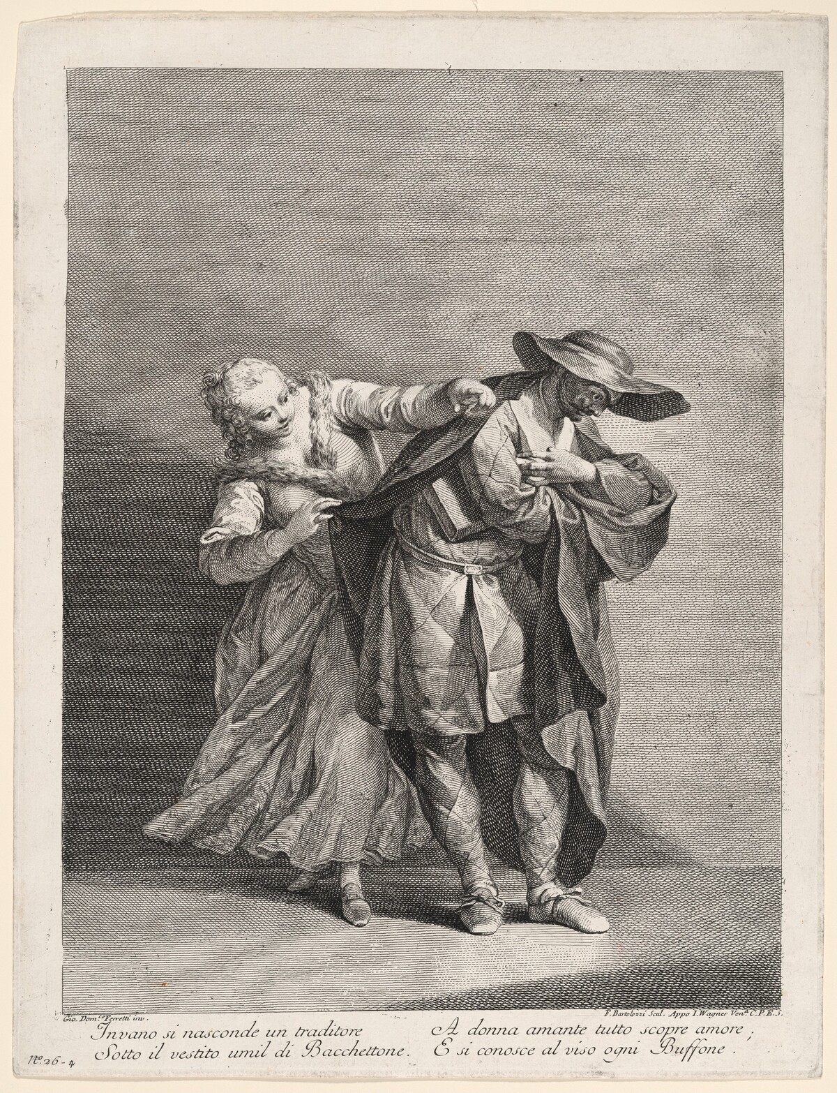 Harlequin Unmasked by Francesco Bartolozzi, after Giovanni Domenico Ferretti