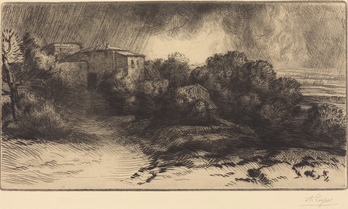 View of a Farm Seen in a Storm (La ferme de Brieux (Effet d'orage)) by Alphonse Legros
