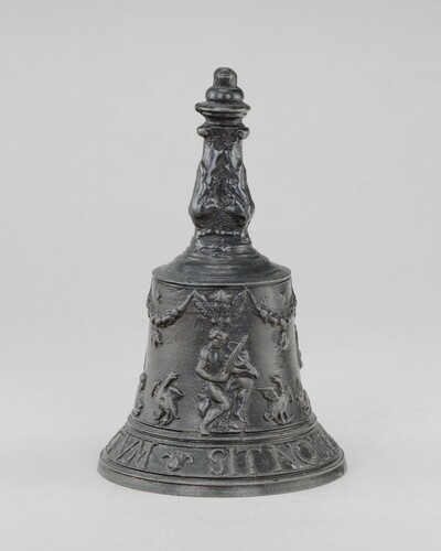 Hand Bell with Orpheus Playing to the Animals, and Poppy Plants