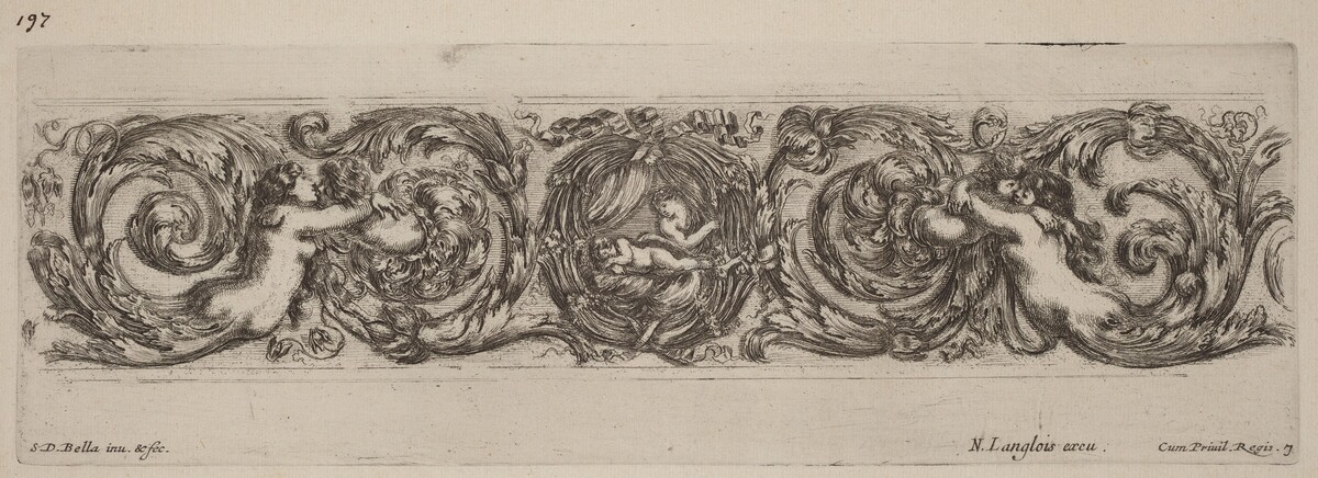 Ornamental Frieze with Cupid and Psyche by Stefano Della Bella