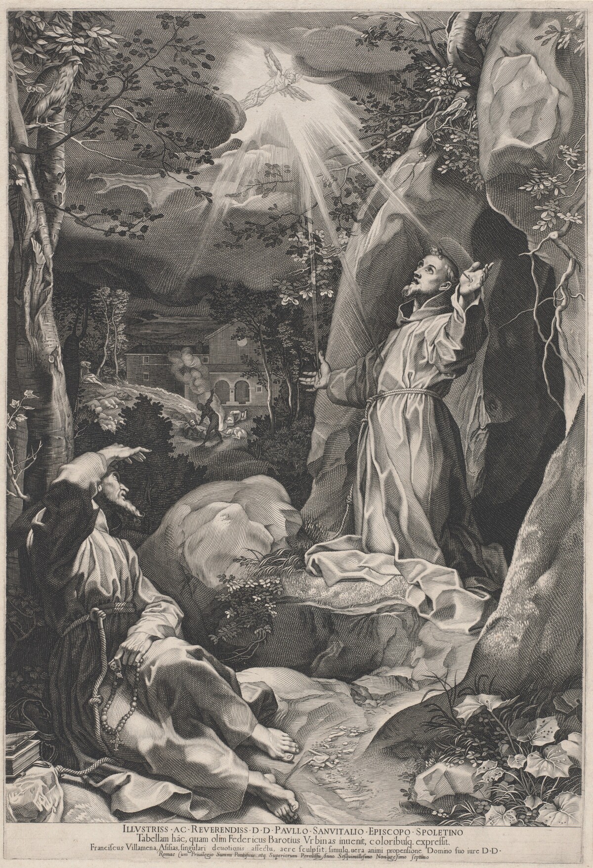 Saint Francis Receiving the Stigmata by Francesco Villamena, after Federico Barocci