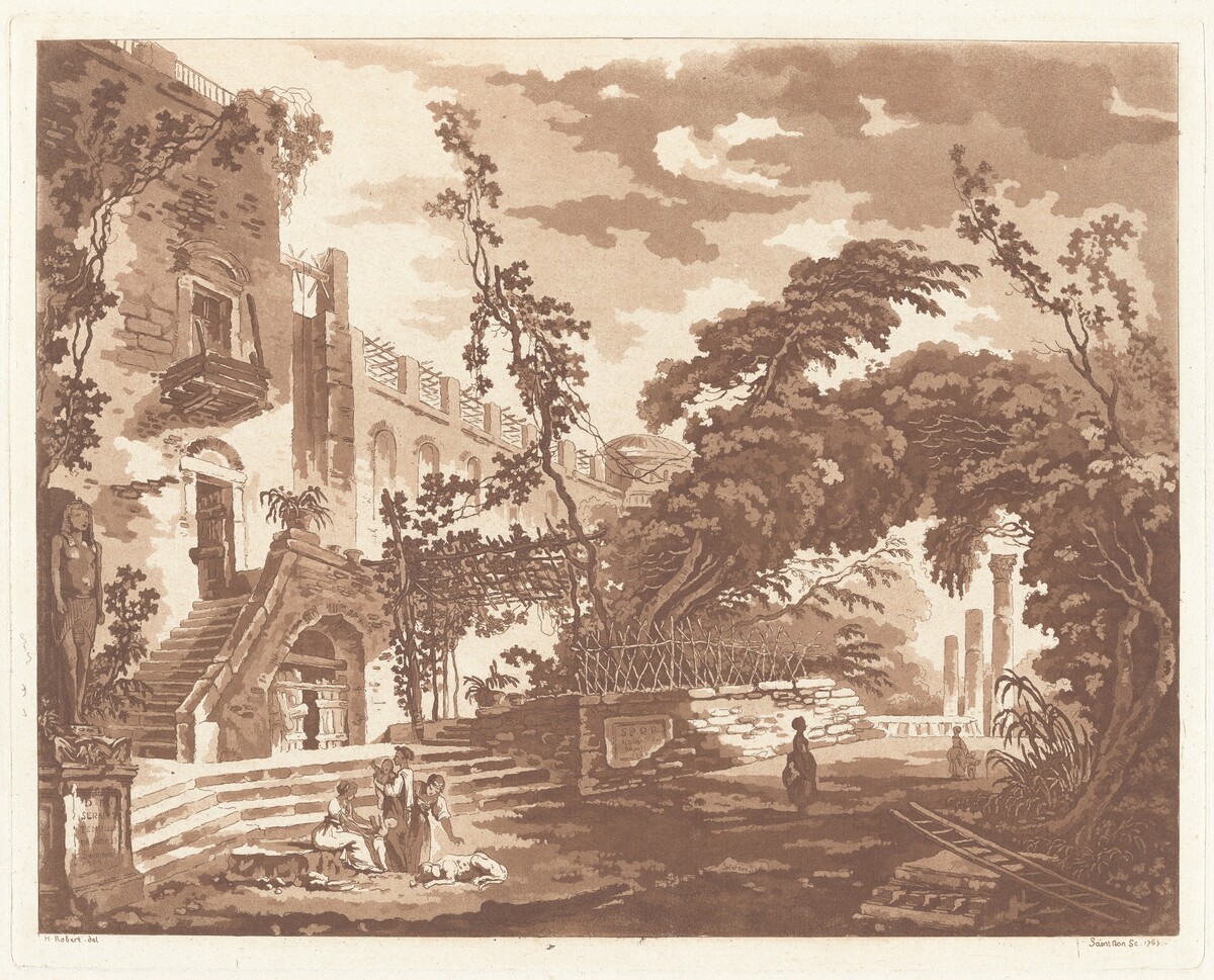 Entrance of the Temple of Serapis at Pozzuoli by Jean-Claude-Richard, Abbé de Saint-Non, after Hubert Robert