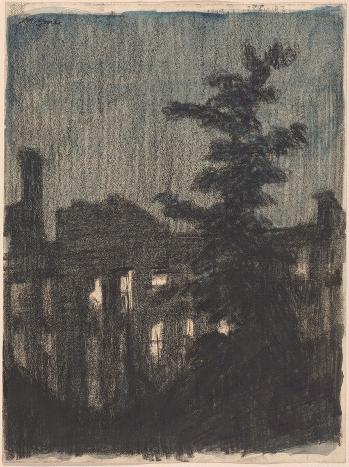 New York at Dusk by Sir Muirhead Bone