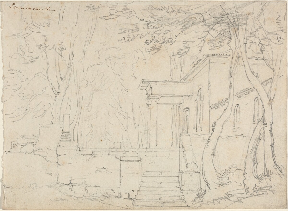 House with a Portico at Ermenonville by François-Édouard Bertin