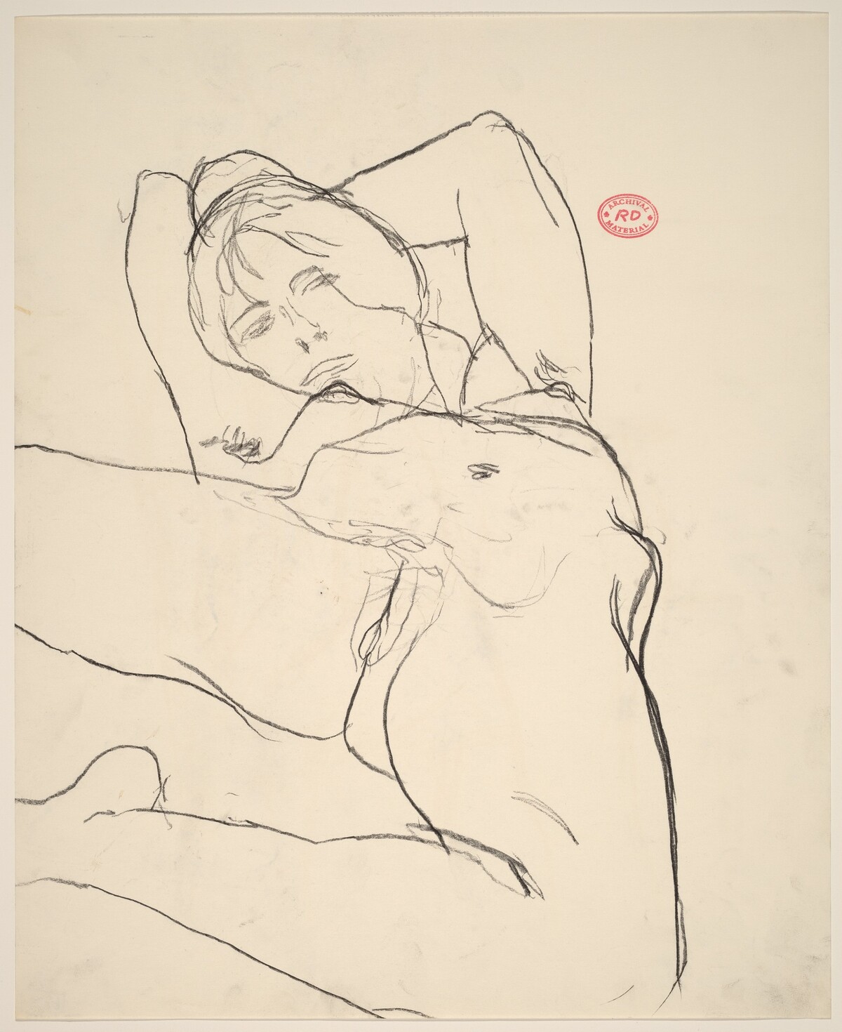 Untitled [view of a reclining female nude from a low angle] by Richard Diebenkorn