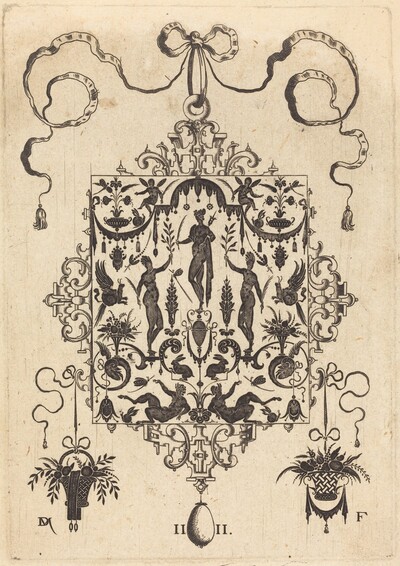 Large Pendant, Three Nude Women with Twigs  at Centre