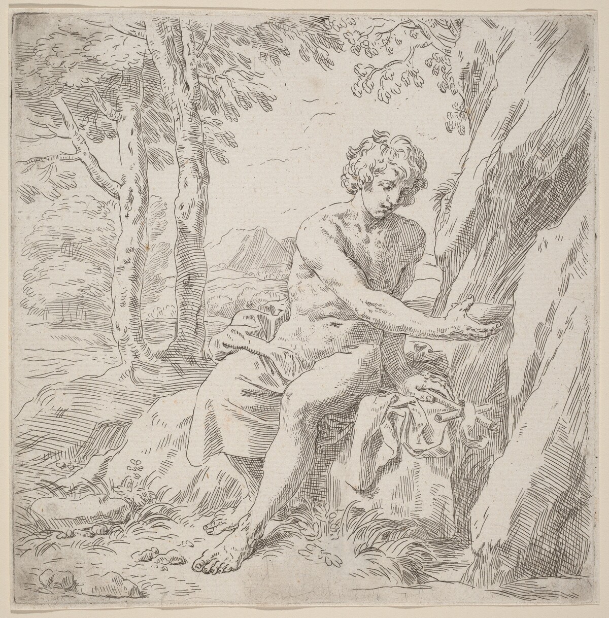 Saint John the Baptist in the Desert by Simone Cantarini