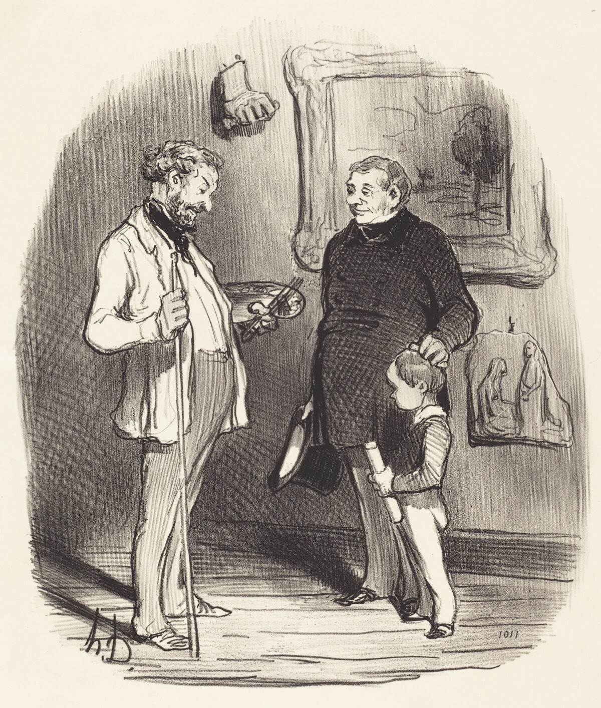 V'la mon petit... s'il n'a pas assez de moyens... by Honoré Daumier